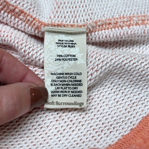 Soft Surroundings Just Beachy Pullover French Terry Hooded Top Petite Small - Picture 4 of 5